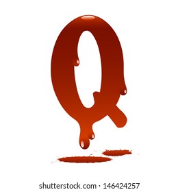 letter Q in the form of current liquid paint