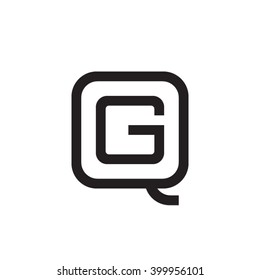 letter Q and G monogram square shape logo black