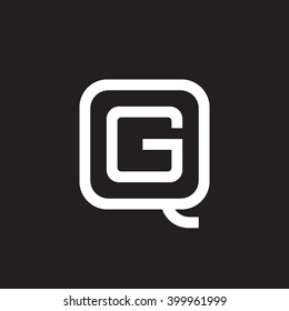 letter Q and G monogram square shape logo white black background