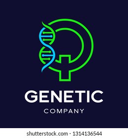 Letter Q Genetic DNA vector logo template. Design with chromosome symbol. This logo is suitable for research, science, medical, logotype, technology, lab, molecule, protein, nucleus, spiral.