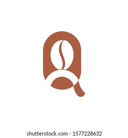 letter q geometric brown coffee bean oval logo vector