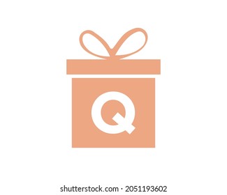 Logo De La Forma De La Caja De Regalo De Letra Q. Plantilla De Logo De Regalo Colorido En Letra Q. Tienda de paquetes Giftbox, Diseño de iconos de compras