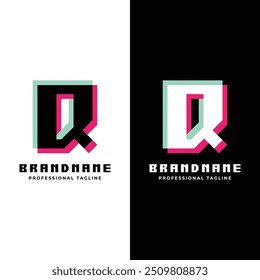 Letter Q Glitch Logo, Great for Futuristic and Innovative Projects