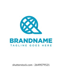 Letter Q Globe Technology Logo, symbolizing global connectivity, innovation, and modern technology