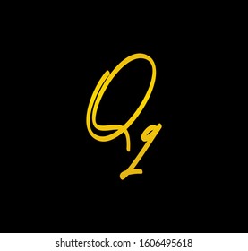 Letter Q Gold Cursive Alphabet Handwritten Signature Calligraphy