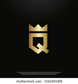 Letter Q gold Logo icon monogram design. Vector graphic design template element. black background. eps10