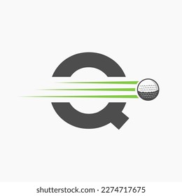 Letter Q Golf Logo Design. Initial Hockey Sport Academy Sign, Club Symbol