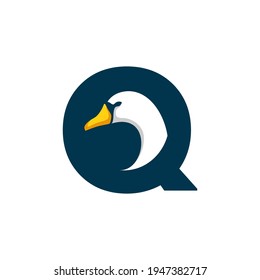 Letter Q Goose Logo Design Template Inspiration, Swan Vector, Initial Logo.