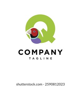 Letter Q Gouldian finch Logo Icon Vector