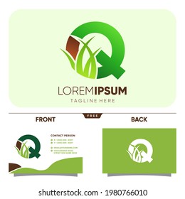 Letter Q Grass Logo Design Vector Icon Graphic Illustration