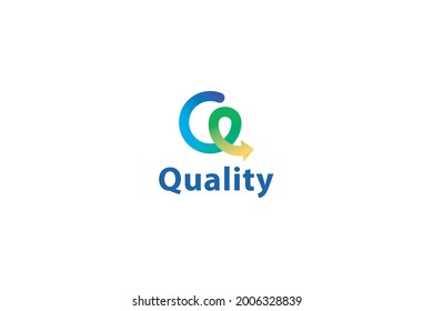 Letter Q green color spiral simple creative line art natural business logo