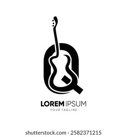 Letter Q Guitar Silhouette Logo Design Vector Icon Graphic Emblem Symbol Illustration