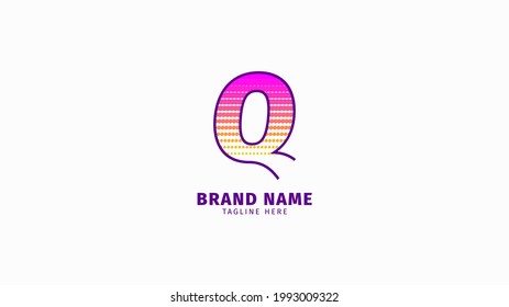 letter Q halftone trendy bright color logo vector design element