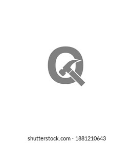 Letter Q and hammer combination icon logo design vector