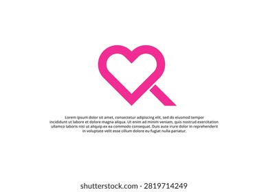Letter Q Heart Shape Icon Logo Creative Modern Pink Love Symbol Design