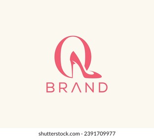 Diseño de logotipo de tacones altos de letra Q