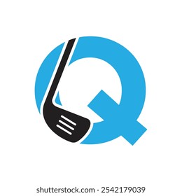 Letter Q Hockey Logo. Field Hockey Logo Concept With Hockey Stick Symbol