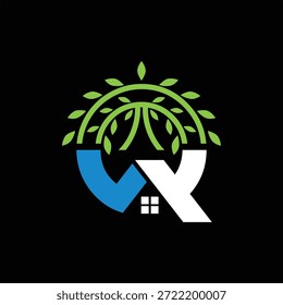 letter q Home tree concept logo design vector template