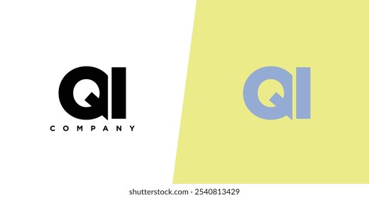 Letra Q y I, Plantilla de diseño de logotipo QI. Logotipo inicial basado en monograma mínimo.