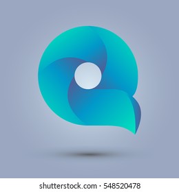 Letter Q icon design and elegant typographic concept. gradient blue and green