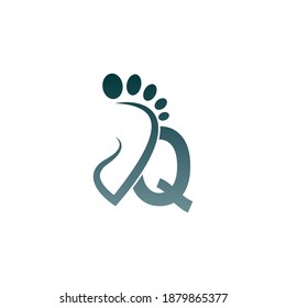 Letter Q icon logo combined with footprint icon design template