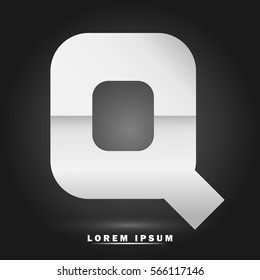 Letter Q icon and logo template. Flat and elegant typographic. white paper concept