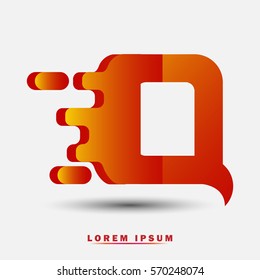 Letter Q icon and logo template. Elegant typographic design. Spread the font. brown and yellow