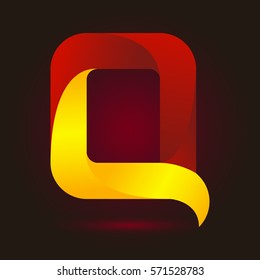 Letter Q icon and logo template.  New design and elegant typographic concept. twisted, red and yellow