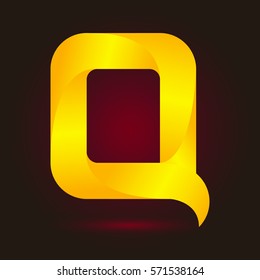 Letter Q icon and logo template.  New design and elegant typographic concept. twisted, yellow