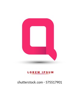 Letter Q icon and logo template.  New design, elegant, and simple typographic . pink color. 3D