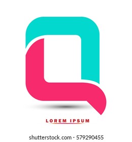 Letter Q icon and logo template.  New  Flat design and elegant typographic. blue and pink