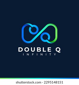Letter Q Infinity Logo-Design und blaues grünes Farbsymbol für das Markenzeichen von Unternehmen und Unternehmensidentität
