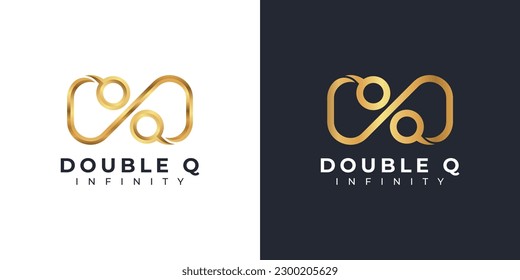 Carta Q Diseño de logotipo infinito y símbolo Gold Elegant para marca de empresa e identidad corporativa