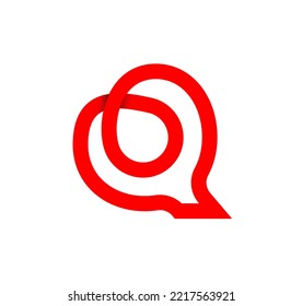 Signo de infinito de letra Q. Letra roja cíclica Q. Lote natural interminable moderno. Diseño corporativo de logo futurista.