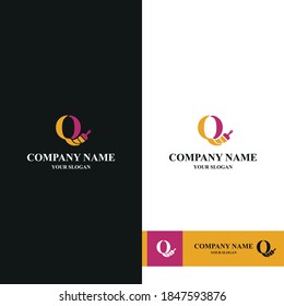 Letter Q Initial with brush icon for paint and decoration business logo concept vector template