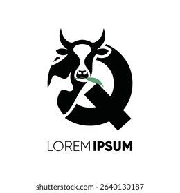 Letter Q Initial Creatif Cow Logo Design Vector Icon Graphic Emblem Symbol Illustration 
