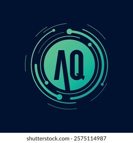 Letter A Q Initial Cyber Multimedia Logo