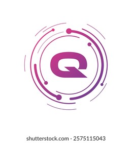 Letter Q Initial Cyber Multimedia Logo