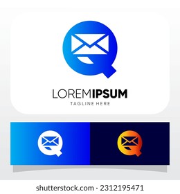Letter Q Initial Email Message Logo Design Vector Icon Graphic Emblem Illustration 