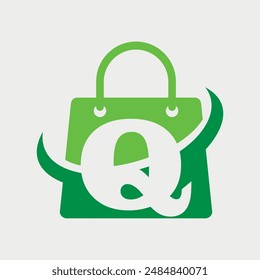 Letter Q Initial Handbag Logo Design. Vector Illustration.