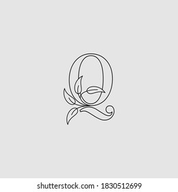 Anfangsbuchstaben Q Logo Symbol Monogram Nature Leaves Template Design