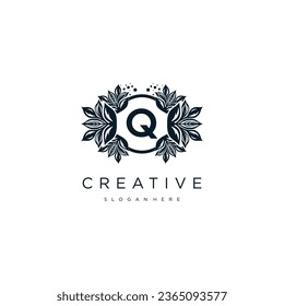 Letter Q Initial natural leaf vector logo template design