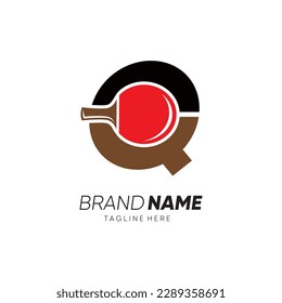 Letter Q Initial Table Tennis or Ping Pong Racket Logo Design Vector Icon Graphic Emblem Illustration