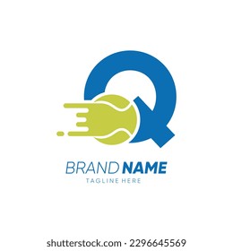 Letter Q Initial Tennis Ball Logo Design Vector Icon Graphic Emblem Illustration