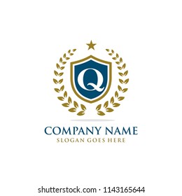 Letter Q initial wreath logo template