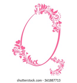 Letter Q isolated on white. Romantic letter of beautiful heart. Love Alphabet Set. Vector Illustration
