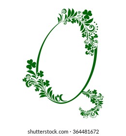 Letter Q isolated on white. Green letter of a St. Patrick's Day.  Alphabet Set. Vector Illustration