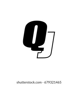 letter Q and J logo overlapping black negative