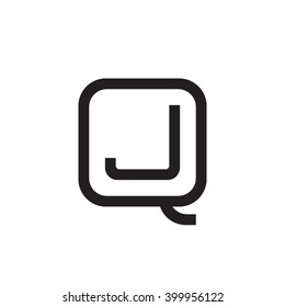 letter Q and J monogram square shape logo black