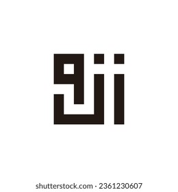 Letter q, j and i square geometric symbol simple logo vector